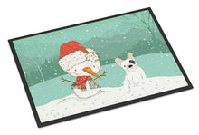 Load image into Gallery viewer, Piebald French Bulldog Snowman Christmas Doormat - 24x36 Decorative Floor Mat – Indoor/Outdoor Rug with Artistic Flair CK2087JMAT