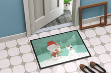 Load image into Gallery viewer, Piebald French Bulldog Snowman Christmas Doormat - 18x27 Decorative Floor Mat – Indoor/Outdoor Rug with Artistic Flair CK2087MAT