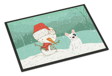 Load image into Gallery viewer, Piebald French Bulldog Snowman Christmas Doormat - 18x27 Decorative Floor Mat – Indoor/Outdoor Rug with Artistic Flair CK2087MAT