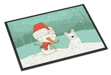 Load image into Gallery viewer, White French Bulldog Snowman Christmas Doormat - 24x36 Decorative Floor Mat – Indoor/Outdoor Rug with Artistic Flair CK2088JMAT