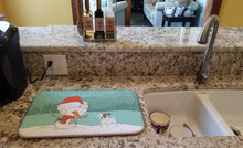 Load image into Gallery viewer, Jack Russell Terrier Snowman Christmas Dish Drying Mat – Absorbent, Artistic Kitchen Essentials CK2090DDM