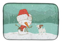 Load image into Gallery viewer, Jack Russell Terrier Snowman Christmas Dish Drying Mat – Absorbent, Artistic Kitchen Essentials CK2090DDM