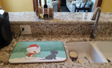 Load image into Gallery viewer, Black Maltese Snowman Christmas Dish Drying Mat – Absorbent, Artistic Kitchen Essentials CK2092DDM