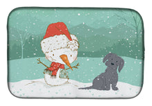 Load image into Gallery viewer, Black Maltese Snowman Christmas Dish Drying Mat – Absorbent, Artistic Kitchen Essentials CK2092DDM