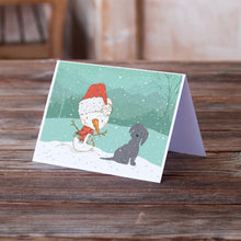 Load image into Gallery viewer, Black Maltese Snowman Christmas Greeting Cards -  Blank Note Cards – 8-Pack of Artist-Designed Cards with Envelopes