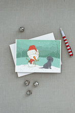 Load image into Gallery viewer, Black Maltese Snowman Christmas Greeting Cards -  Blank Note Cards – 8-Pack of Artist-Designed Cards with Envelopes