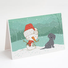 Load image into Gallery viewer, Black Maltese Snowman Christmas Greeting Cards -  Blank Note Cards – 8-Pack of Artist-Designed Cards with Envelopes
