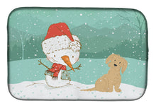 Load image into Gallery viewer, Brown Maltese Snowman Christmas Dish Drying Mat – Absorbent, Artistic Kitchen Essentials CK2093DDM