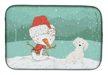 Load image into Gallery viewer, Maltese Snowman Christmas Dish Drying Mat – Absorbent, Artistic Kitchen Essentials CK2094DDM