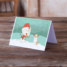 Load image into Gallery viewer, Brown and White Terrier Snowman Christmas Greeting Cards -  Blank Note Cards – 8-Pack of Artist-Designed Cards with Envelopes