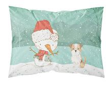Load image into Gallery viewer, Brown and White Terrier Snowman Christmas  Standard Pillowcase – Artistic Decorative Front, White Back CK2096PILLOWCASE