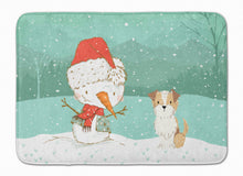 Load image into Gallery viewer, Brown and White Terrier Snowman Christmas Machine Washable Memory Foam Mat CK2096RUG