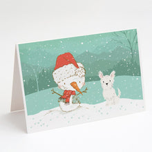 Load image into Gallery viewer, Westie Terrier Snowman Christmas Greeting Cards -  Blank Note Cards – 8-Pack of Artist-Designed Cards with Envelopes