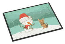 Load image into Gallery viewer, Yorkie Cropped Ears Snowman Christmas Doormat - 24x36 Decorative Floor Mat – Indoor/Outdoor Rug with Artistic Flair CK2098JMAT