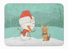 Load image into Gallery viewer, Yorkie Cropped Ears Snowman Christmas Machine Washable Memory Foam Mat CK2098RUG