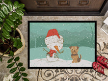 Load image into Gallery viewer, Yorkie Natural Ears Snowman Christmas Doormat - 24x36 Decorative Floor Mat – Indoor/Outdoor Rug with Artistic Flair CK2099JMAT
