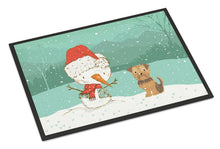 Load image into Gallery viewer, Yorkie Natural Ears Snowman Christmas Doormat - 24x36 Decorative Floor Mat – Indoor/Outdoor Rug with Artistic Flair CK2099JMAT