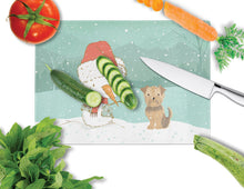 Load image into Gallery viewer, Yorkie Natural Ears Snowman Christmas Glass Cutting Boards – Durable, Decorative Kitchen Art Large CK2099LCB