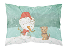 Load image into Gallery viewer, Yorkie Natural Ears Snowman Christmas  Standard Pillowcase – Artistic Decorative Front, White Back CK2099PILLOWCASE