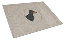 Load image into Gallery viewer, Dachshund In the Kitchen Glass Cutting Boards – Durable, Decorative Kitchen Art Large CK2180LCB