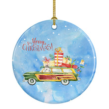 Load image into Gallery viewer, Merry Christmas Siberian Husky Ornament - Round Ceramic Ornament – Artist-Designed Keepsake Decoration