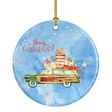 Load image into Gallery viewer, Merry Christmas White Collie Ornament - Round Ceramic Ornament – Artist-Designed Keepsake Decoration