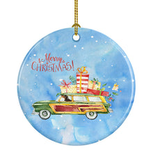 Load image into Gallery viewer, Merry Christmas Dachshund Ornament - Round Ceramic Ornament – Artist-Designed Keepsake Decoration