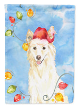 Load image into Gallery viewer, Christmas Lights White Collie Flag Canvas House Size CK2500CHF