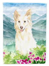 Load image into Gallery viewer, Mountian Flowers White Collie Flag Canvas House Size CK2514CHF