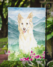 Load image into Gallery viewer, Mountian Flowers White Collie Garden Flag - Outdoor Decorative Yard Flag CK2514GF