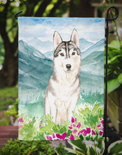 Load image into Gallery viewer, Mountian Flowers Siberian Husky Garden Flag - Outdoor Decorative Yard Flag CK2519GF