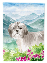 Load image into Gallery viewer, Mountain Flowers Shih Tzu Puppy Flag Canvas House Size CK2520CHF