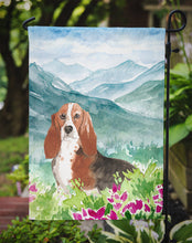 Load image into Gallery viewer, Mountain Flowers Basset Hound Garden Flag - Outdoor Decorative Yard Flag CK2548GF