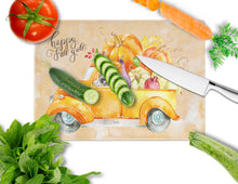Load image into Gallery viewer, Fall Harvest Scottish Terrier Glass Cutting Boards – Durable, Decorative Kitchen Art Large CK2632LCB