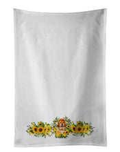 Load image into Gallery viewer, Tibetan Mastiff in Sunflowers White Kitchen Towel Set of 2