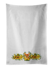 Load image into Gallery viewer, Toy Terrier in Sunflowers White Kitchen Towel Set of 2