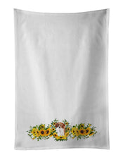Load image into Gallery viewer, Beagle in Sunflowers White Kitchen Towel Set of 2