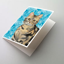 Load image into Gallery viewer, American Shorthair Brown Tabby Winter Snowflake Greeting Cards -  Blank Note Cards – 8-Pack of Artist-Designed Cards with Envelopes