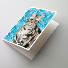 Load image into Gallery viewer, American Shorthair Winter Snowflake Greeting Cards -  Blank Note Cards – 8-Pack of Artist-Designed Cards with Envelopes