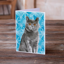 Load image into Gallery viewer, British Shorthair Winter Snowflake Greeting Cards -  Blank Note Cards – 8-Pack of Artist-Designed Cards with Envelopes