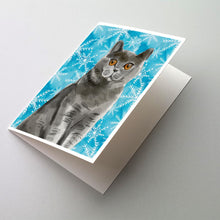 Load image into Gallery viewer, British Shorthair Winter Snowflake Greeting Cards -  Blank Note Cards – 8-Pack of Artist-Designed Cards with Envelopes