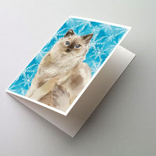 Load image into Gallery viewer, Ragdoll Winter Snowflake Greeting Cards -  Blank Note Cards – 8-Pack of Artist-Designed Cards with Envelopes