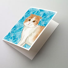 Load image into Gallery viewer, Scottish Fold Winter Snowflake Greeting Cards -  Blank Note Cards – 8-Pack of Artist-Designed Cards with Envelopes