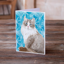 Load image into Gallery viewer, Siberian Winter Snowflake Greeting Cards -  Blank Note Cards – 8-Pack of Artist-Designed Cards with Envelopes