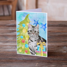Load image into Gallery viewer, American Shorthair Christmas Presents Greeting Cards -  Blank Note Cards – 8-Pack of Artist-Designed Cards with Envelopes