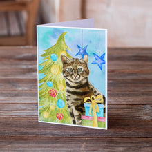 Load image into Gallery viewer, Bengal Christmas Presents Greeting Cards -  Blank Note Cards – 8-Pack of Artist-Designed Cards with Envelopes