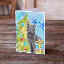 Load image into Gallery viewer, Blue Russian Christmas Presents Greeting Cards -  Blank Note Cards – 8-Pack of Artist-Designed Cards with Envelopes