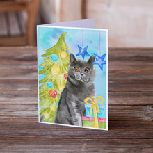 Load image into Gallery viewer, British Shorthair Christmas Presents Greeting Cards -  Blank Note Cards – 8-Pack of Artist-Designed Cards with Envelopes