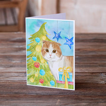 Load image into Gallery viewer, Scottish Fold Christmas Presents Greeting Cards -  Blank Note Cards – 8-Pack of Artist-Designed Cards with Envelopes