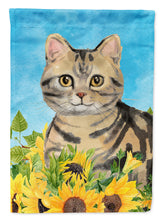 Load image into Gallery viewer, American Shorthair Brown Tabby in Sunflowers Garden Flag - Outdoor Decorative Yard Flag CK3148GF